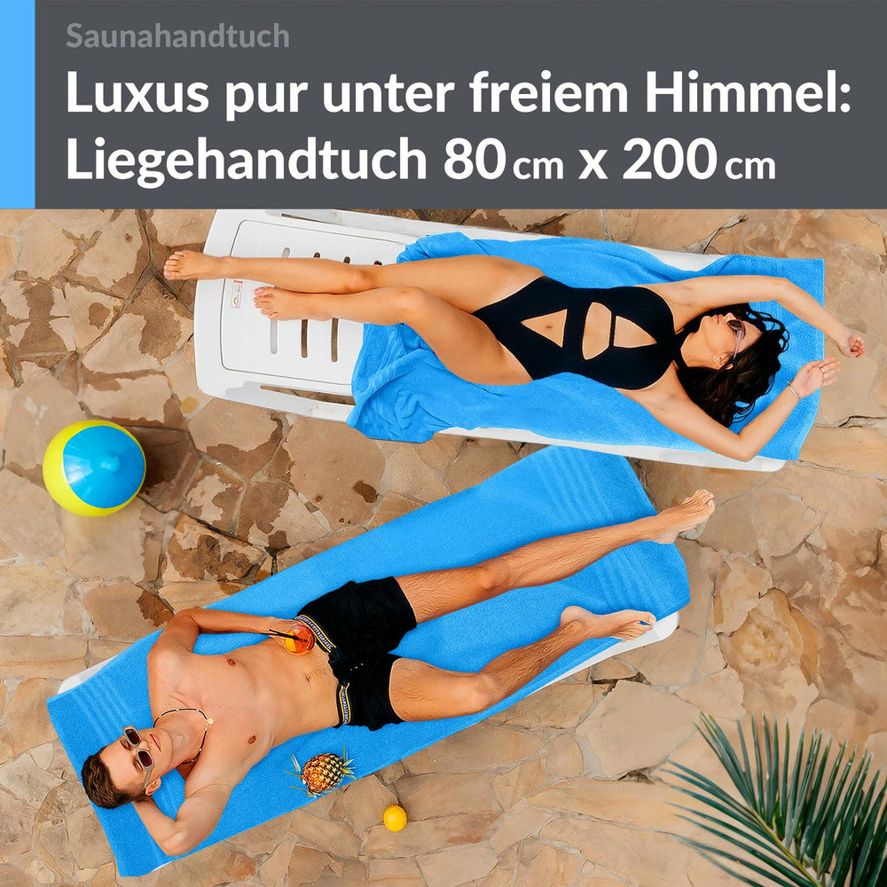 Saunahandtuch groß 80x200 cm 2er Set Blau - Capri