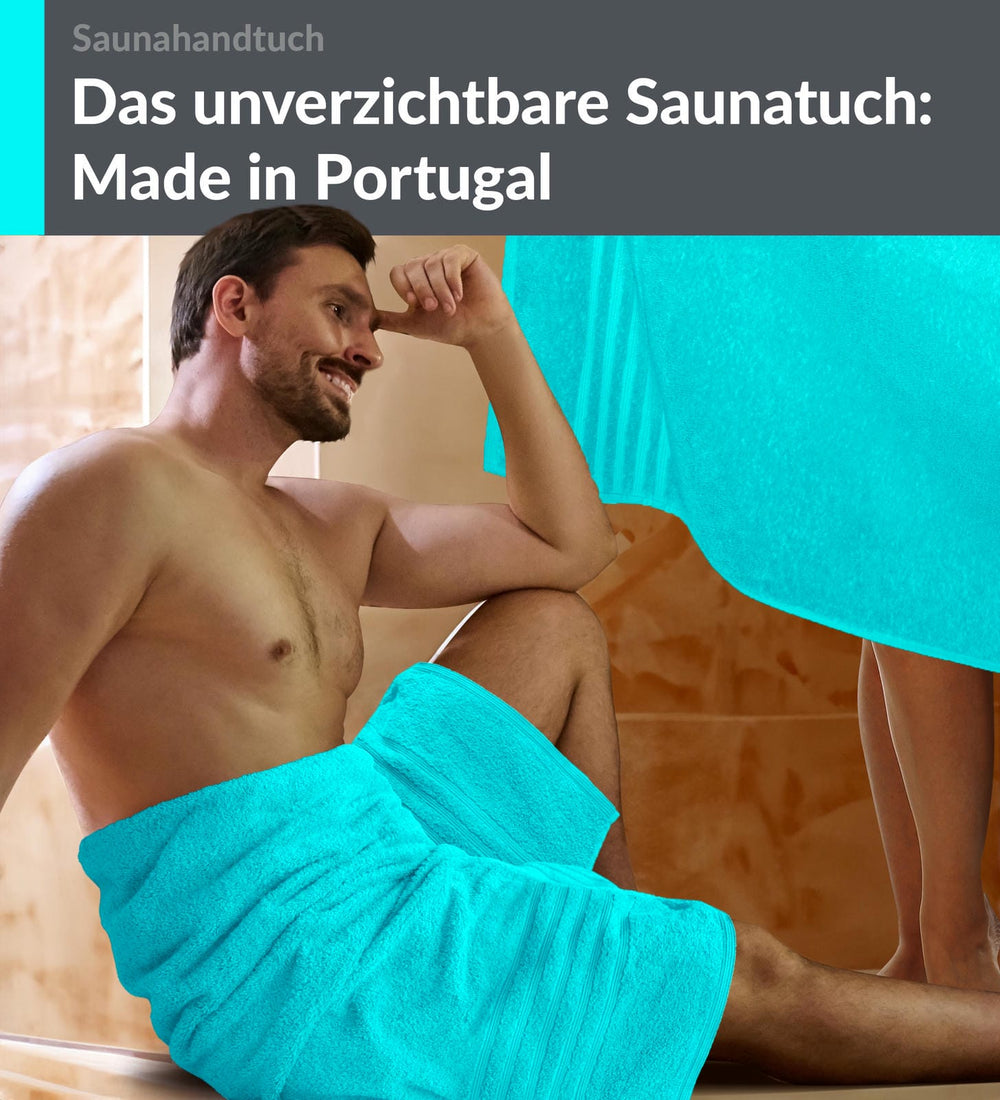 Saunahandtuch groß 80x200 cm 2er Set Türkis -  Lagunen