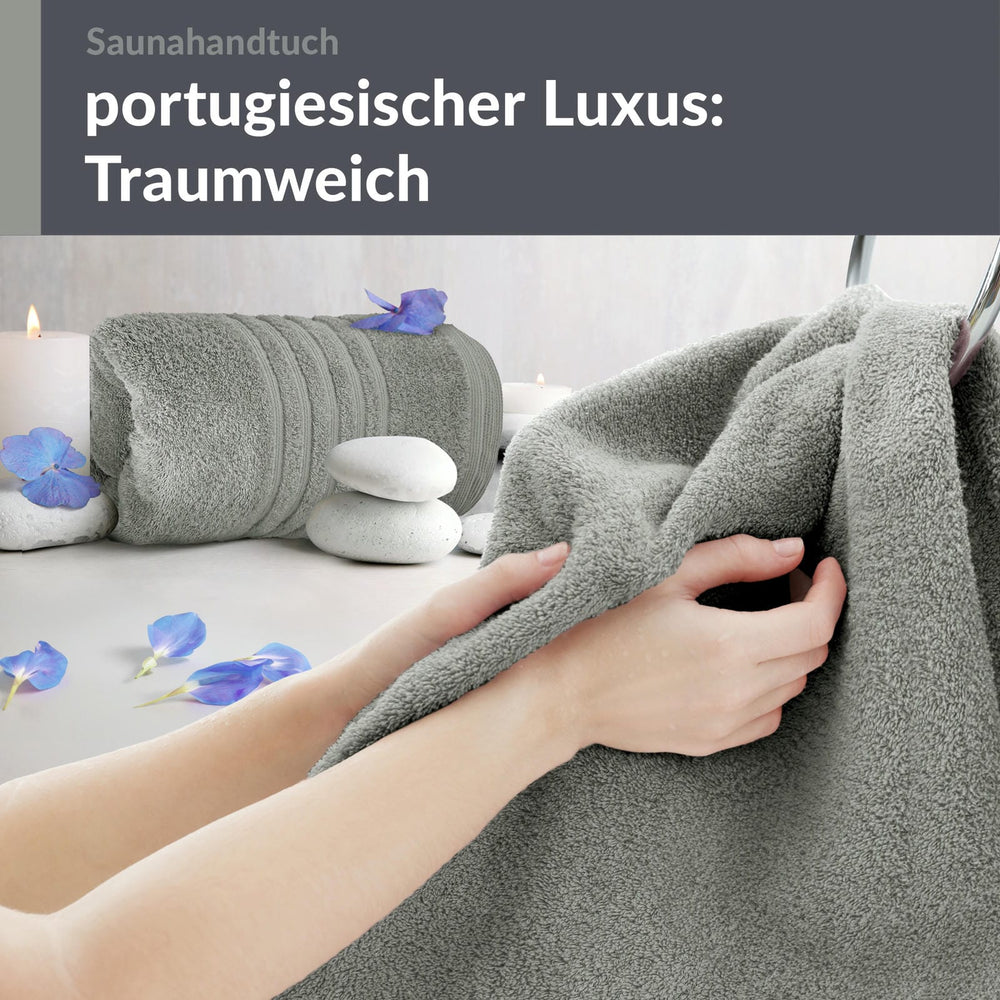 Saunahandtuch groß 80x200 cm 2er Set Grau - Stein