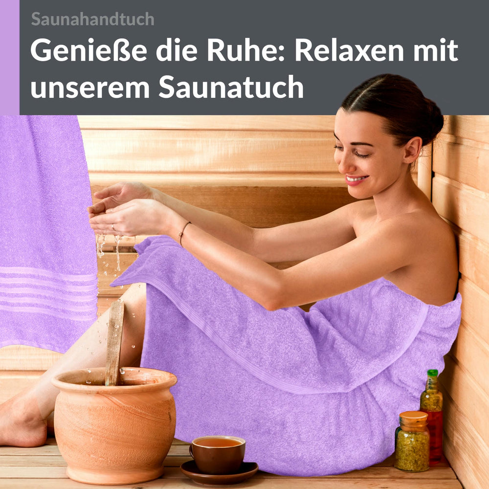 Saunahandtuch groß 80x200 cm 2er Set Lila - Flieder