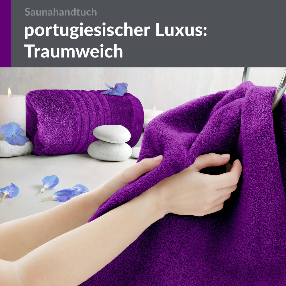 Saunahandtuch groß 80x200 cm 2er Set Lila  - Aubergine