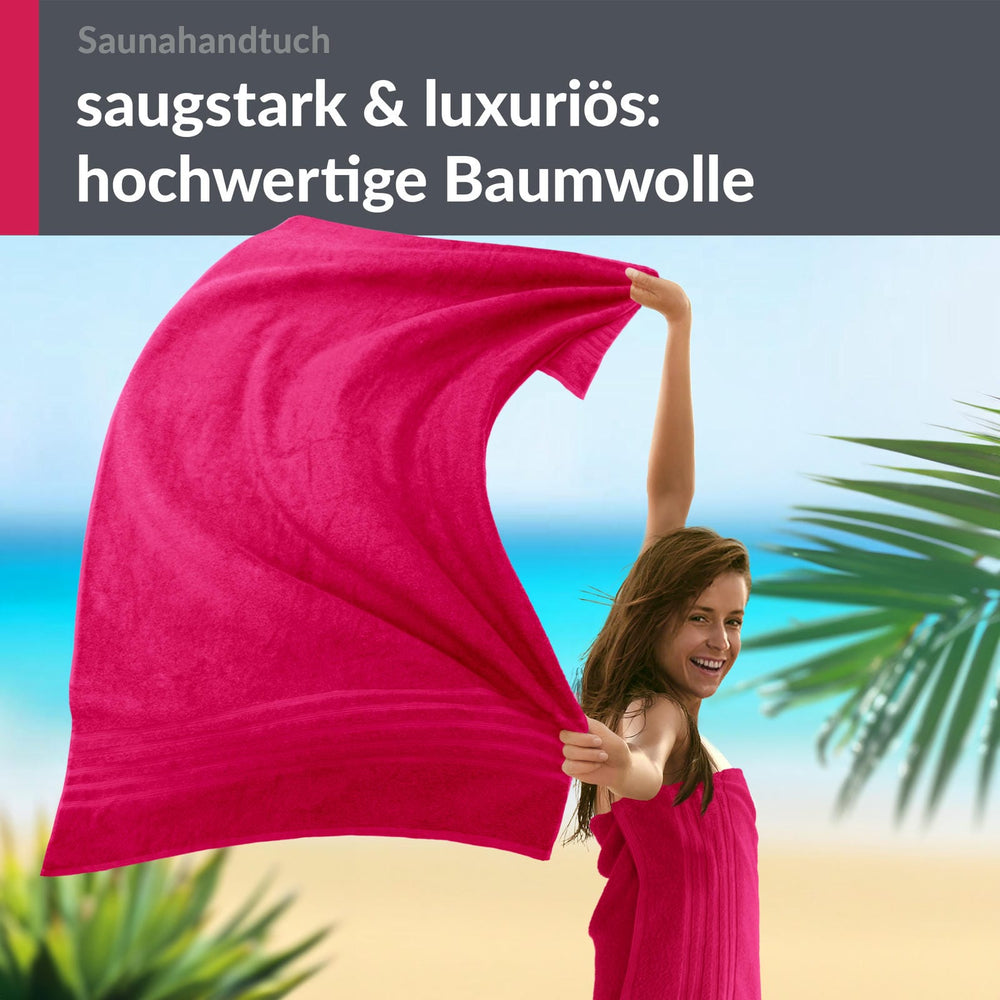 Saunahandtuch groß 80x200 cm 2er Set Rot - Rhabarber