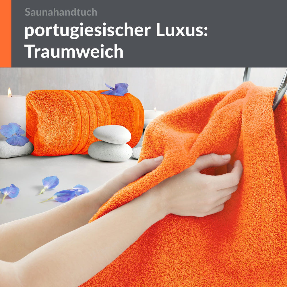 Saunahandtuch groß 80x200 cm 2er Set Orange - Clementinen