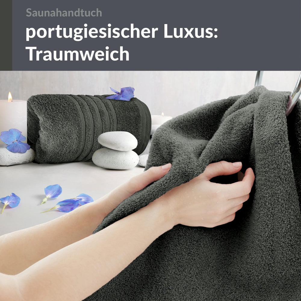 Saunahandtuch groß 80x200 cm 2er Set Grau - Anthrazit