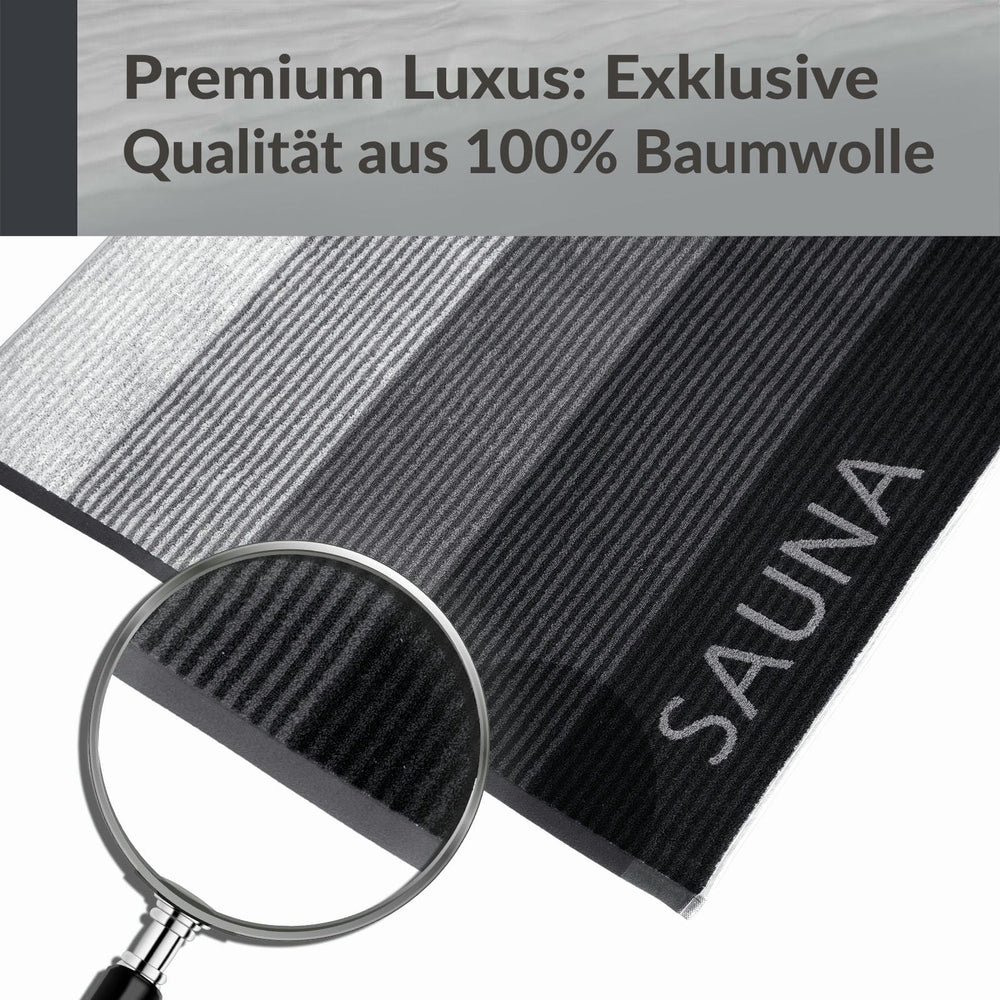 Saunahandtuch 85x200 cm Schwarz - Grau, Helsinki Saunatuch