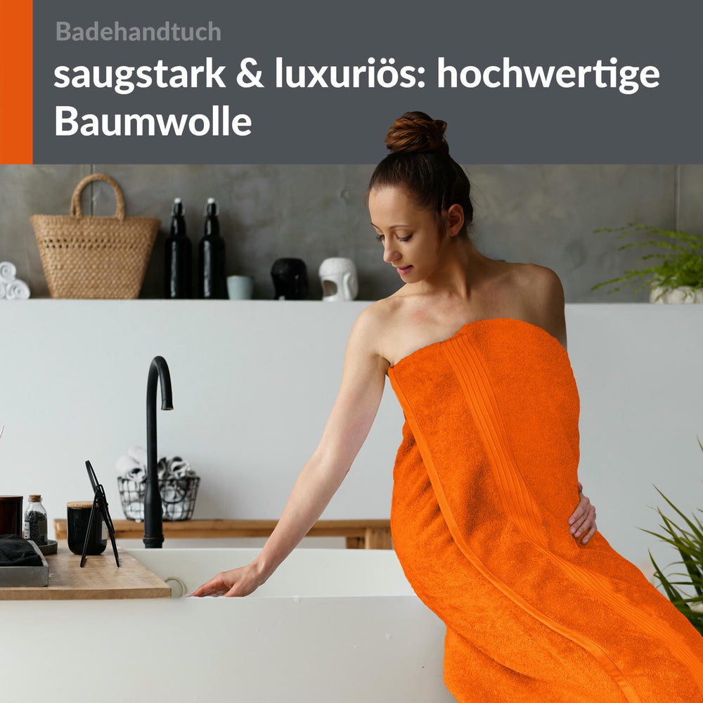 Badetuch 100x150 cm Orange - Blutorange