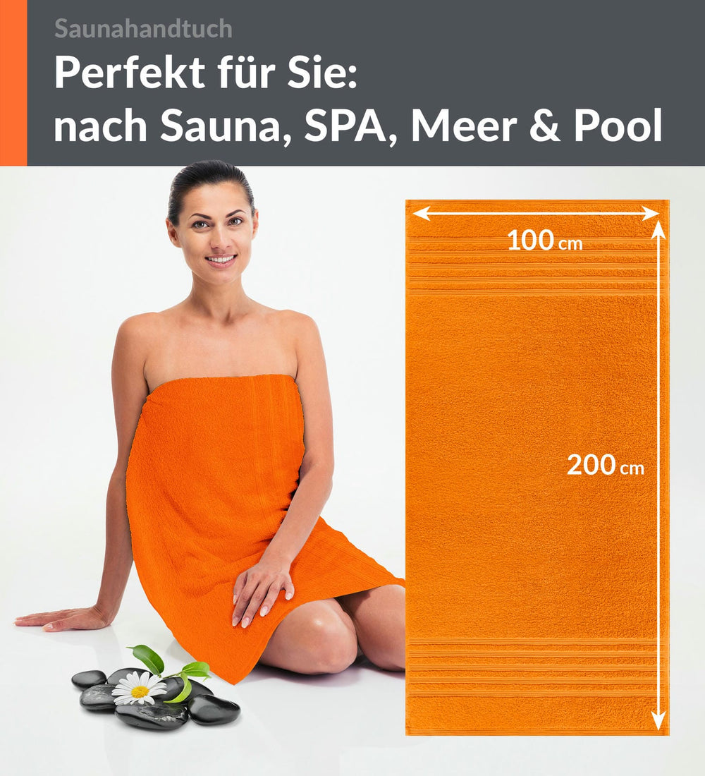Badetuch groß 100x200 cm Orange - Clementinen